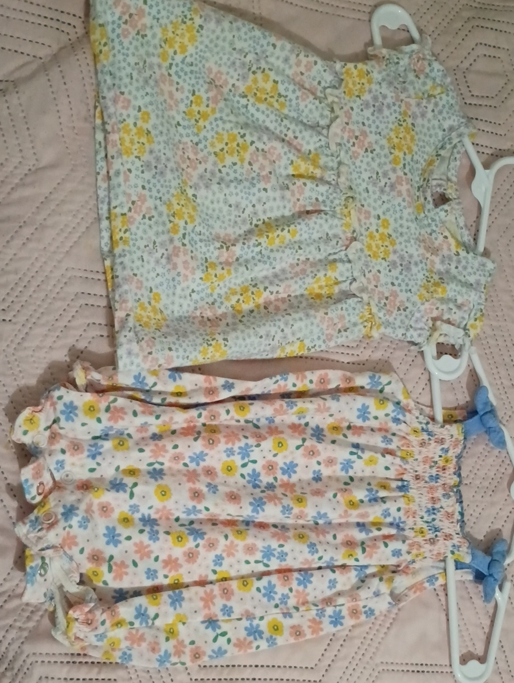 Floral Baby Dress and Romper Set - Yellow & Pink Flowers 3 Months